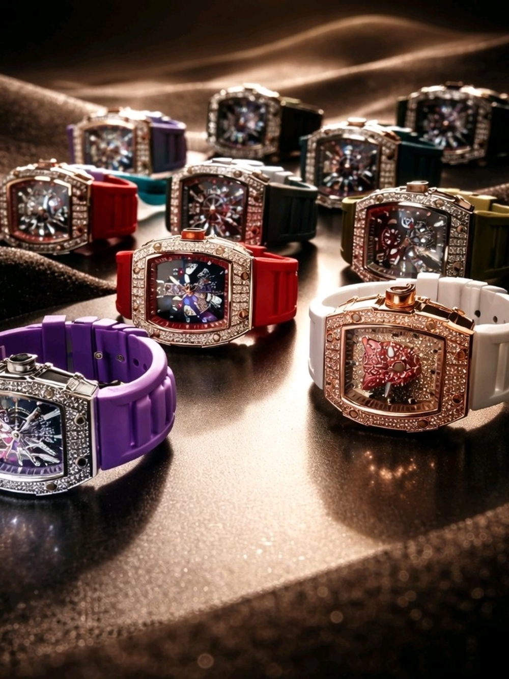 Luxury Crystal-Accent Women's 45mm Watch - Multicolor Silicone Strap. # bling